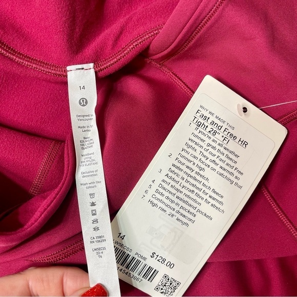 Lululemon Fast & Free Tech Fleece High Rise Leggings with Pockets 12 14 NWT - Picture 8 of 9